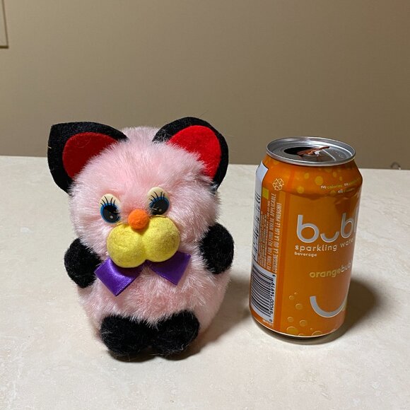 2/$20, Vintage Plush Toy – Adorable Pink Furry Animal with Bow Tie - Picture 8 of 9